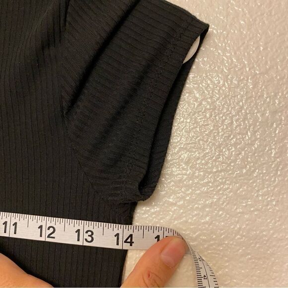 Wonder Nation Girls Foil silver star black short sleeve ribbed dress L 10/12 - Picture 9 of 9